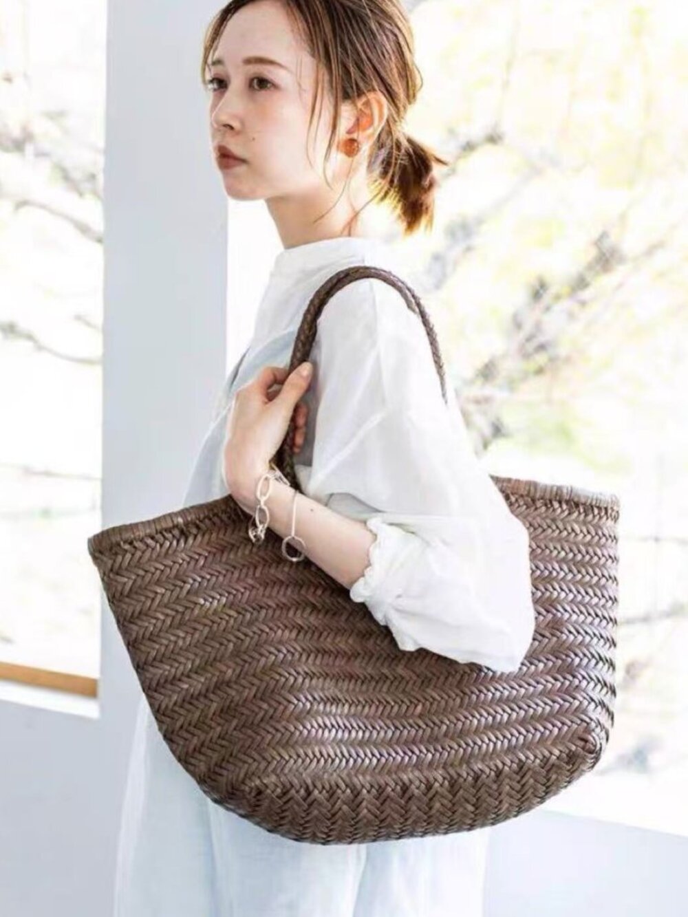 Dragon Diffusion Woven Leather Tote Bag Large Basket Tote NWT (Only Tried On)